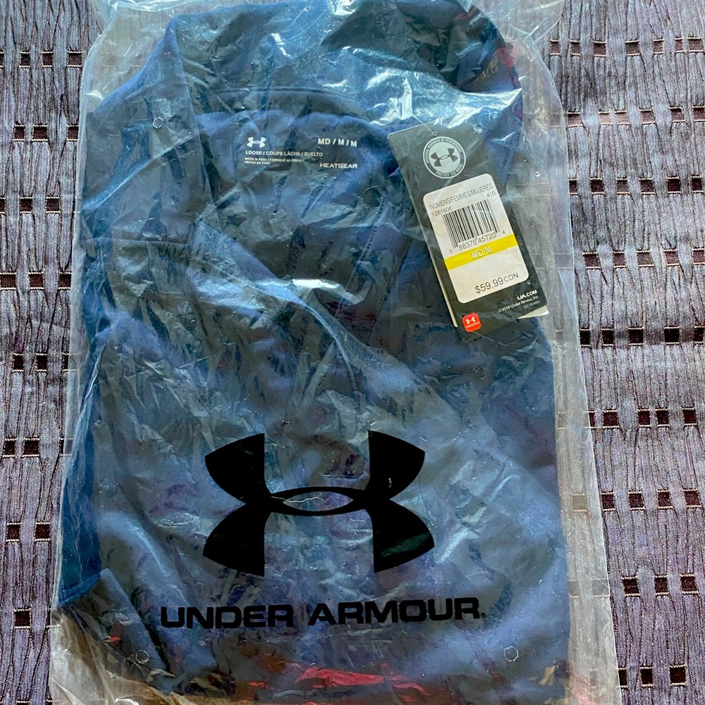 Women’s navy under armour polo, medium, NEW